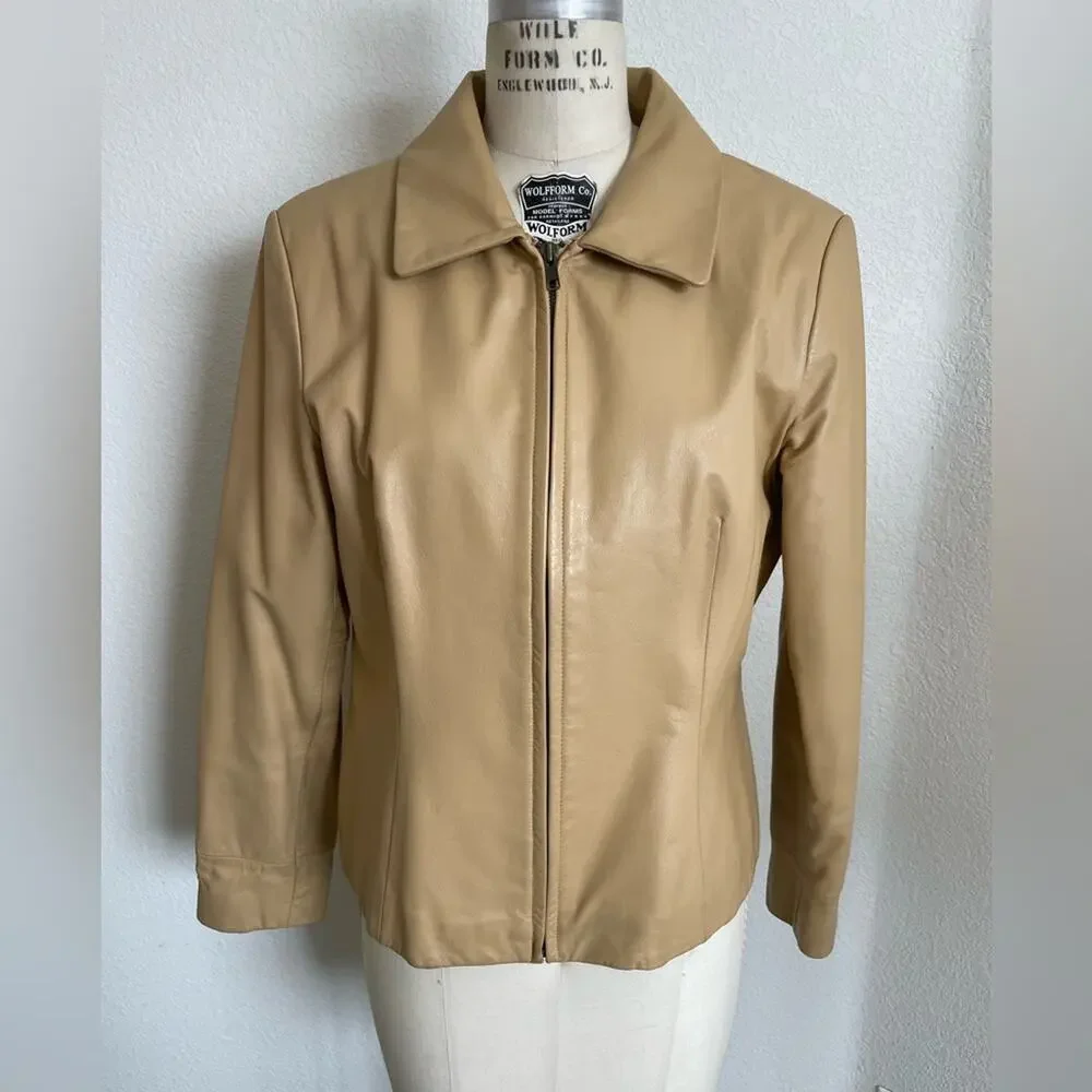 Preston & York - Vintage Cream Leather Jacket size L - Picture 1 of 5
